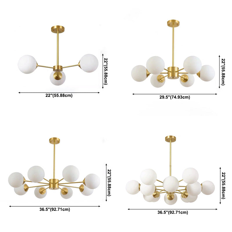 Luz de vidrio de leche múltiples luces colgantes lámpara de lámpara industrial globo colgante de oro en oro
