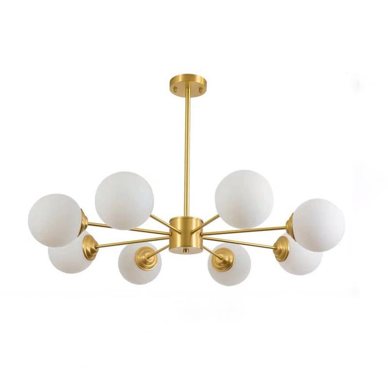 Luz de vidrio de leche múltiples luces colgantes lámpara de lámpara industrial globo colgante de oro en oro