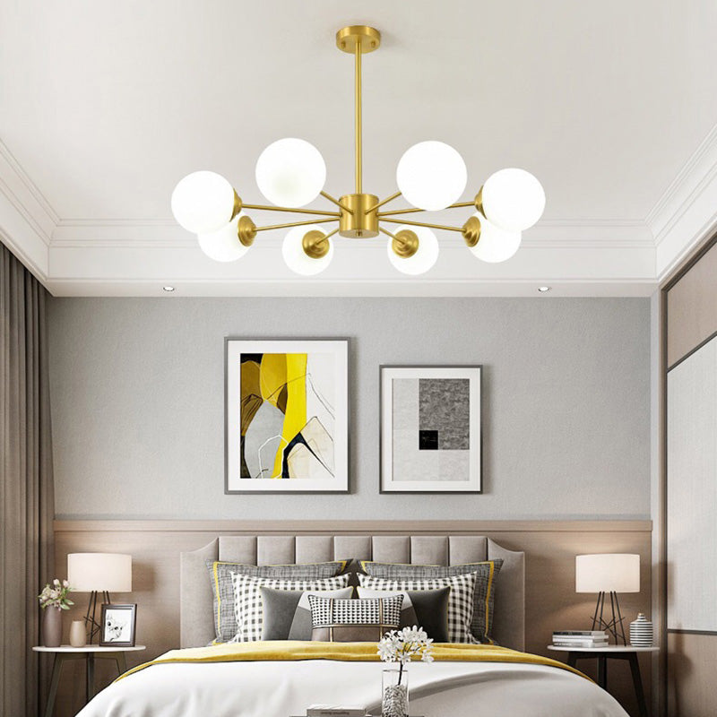 Luz de vidrio de leche múltiples luces colgantes lámpara de lámpara industrial globo colgante de oro en oro