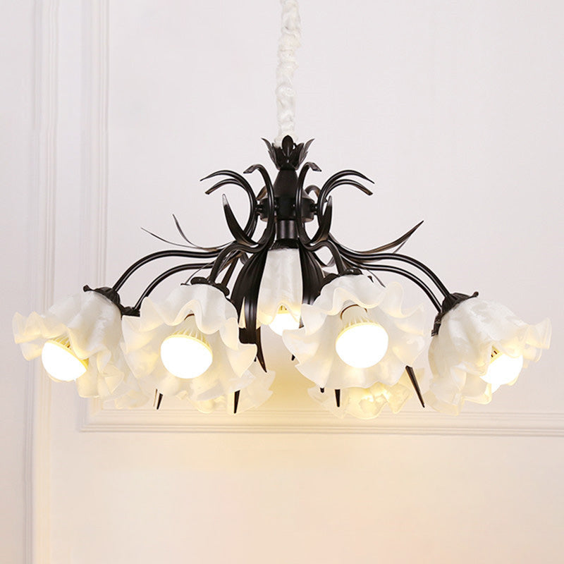 Estilo moderno de 9 luces Luces colgantes de lámparas Flower Glass Pendse Lighting