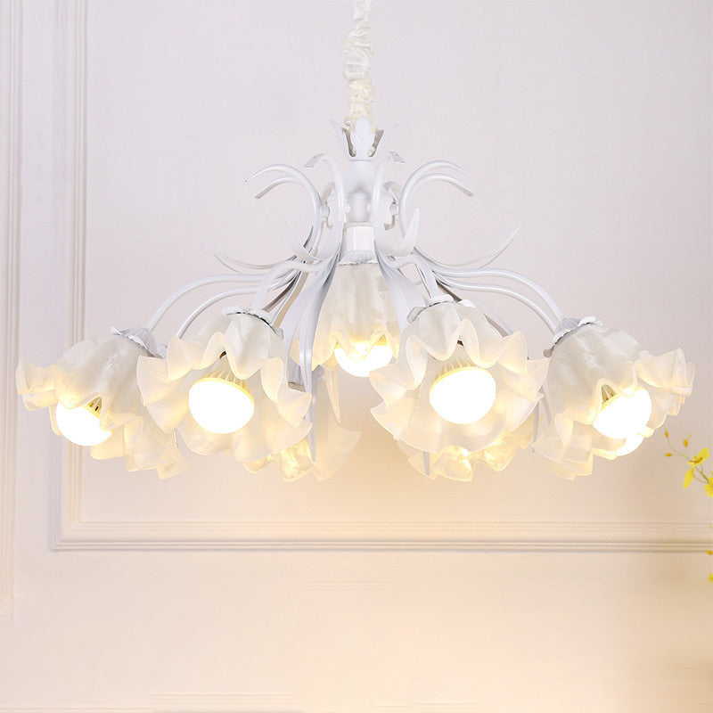 Estilo moderno de 9 luces Luces colgantes de lámparas Flower Glass Pendse Lighting