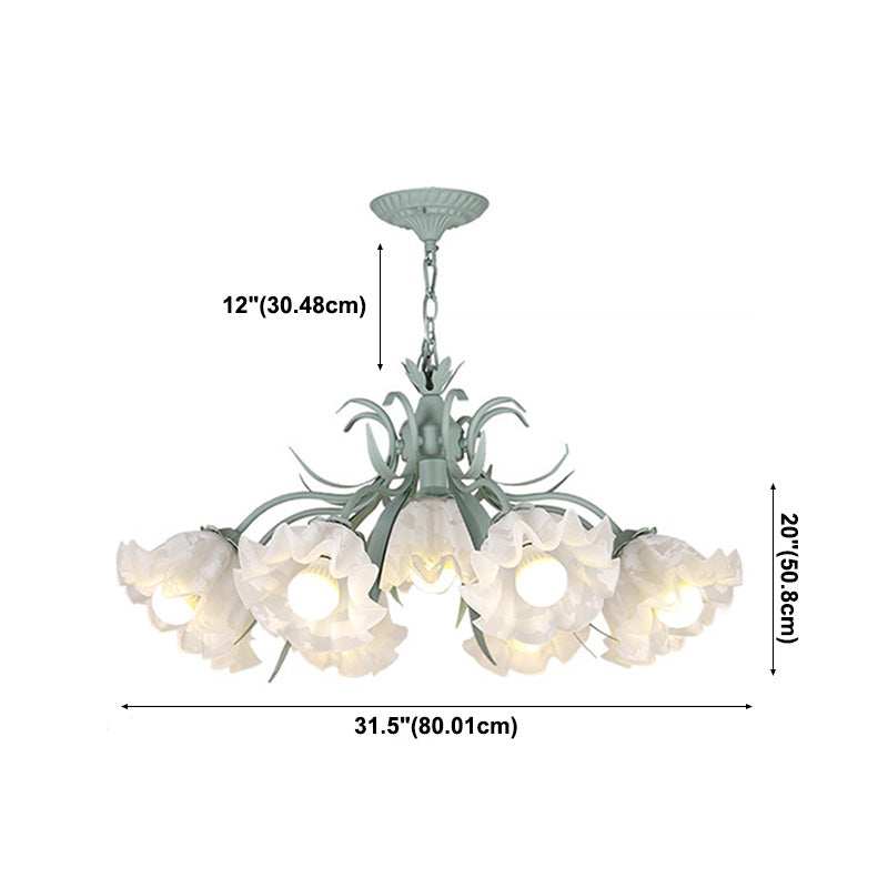 Estilo moderno de 9 luces Luces colgantes de lámparas Flower Glass Pendse Lighting