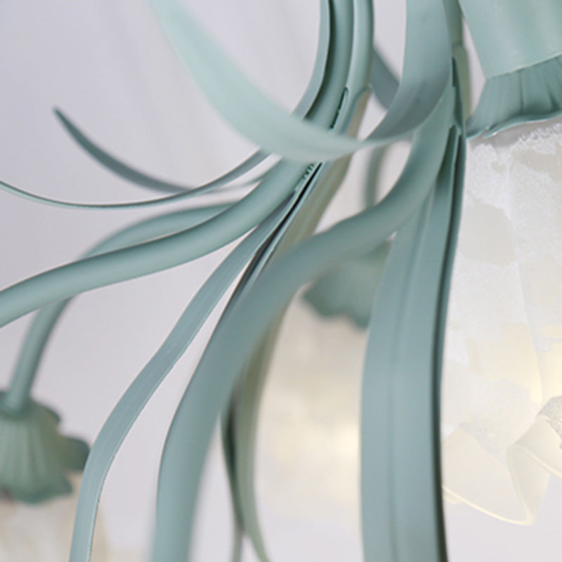 Estilo moderno de 9 luces Luces colgantes de lámparas Flower Glass Pendse Lighting