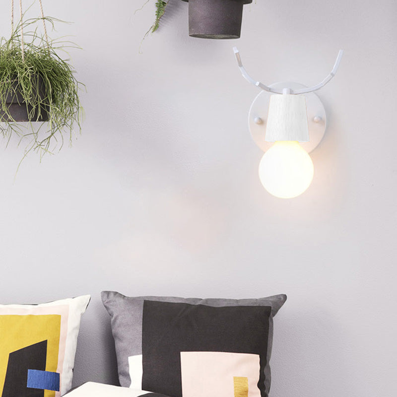 Estilo moderno Luz de lámpara de montaje de pared de 1 luces Lighting de pared de los ciervos de metal