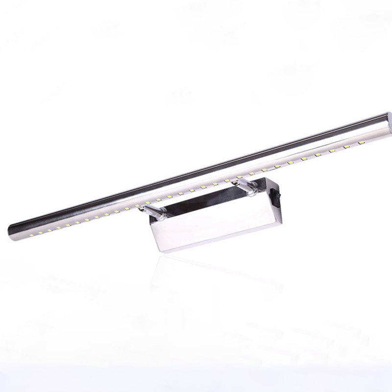 1-Light Linear Shade Wall Sconce Modern Simple Style Mirror Wall Lighting in Silver