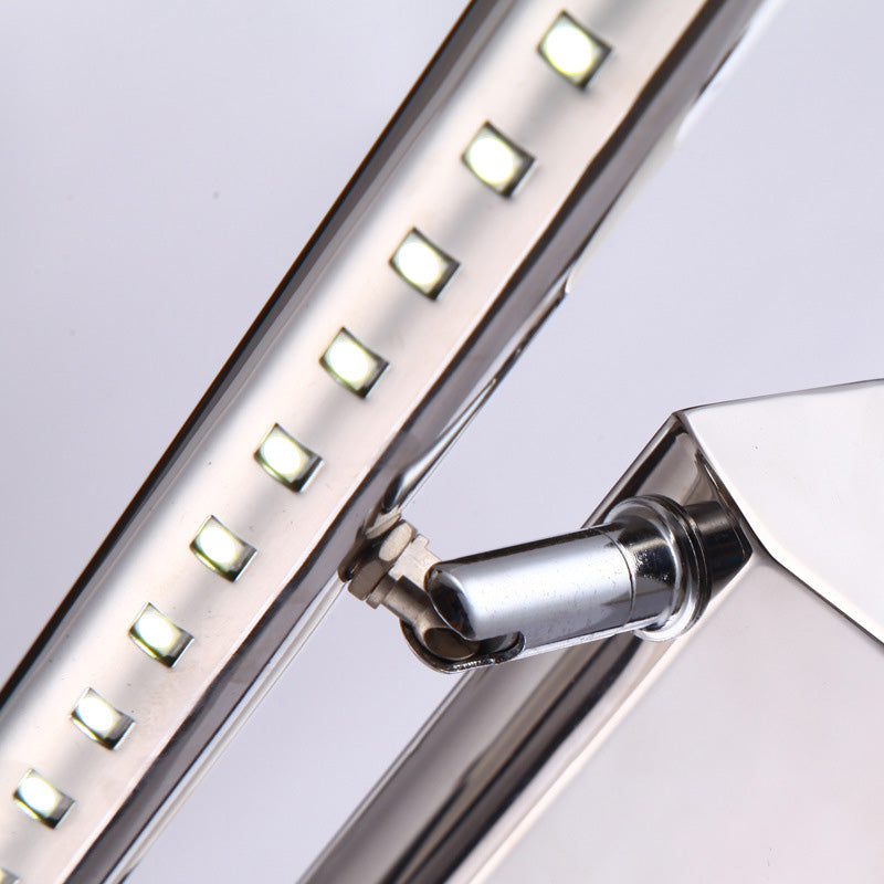 1-Light Linear Shade Wall Sconce Modern Simple Style Mirror Wall Lighting in Silver