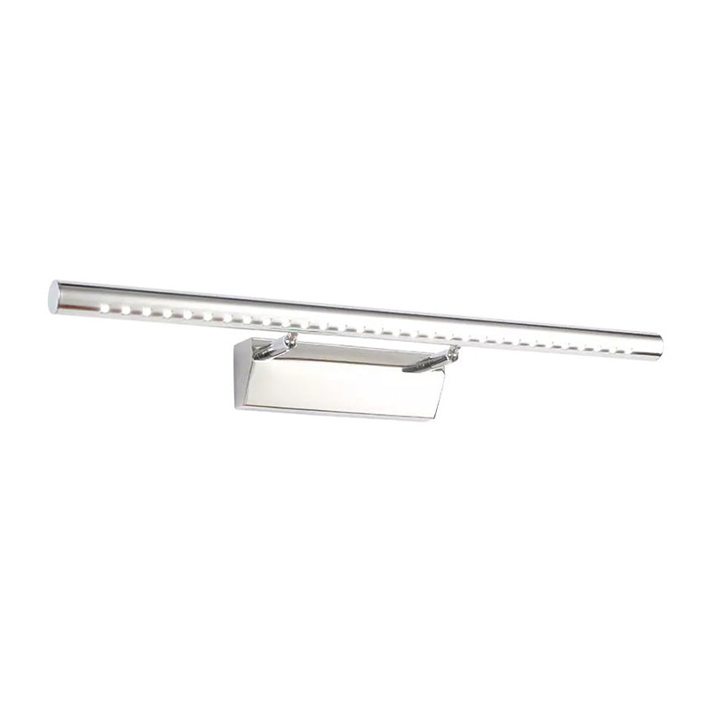 1-Light Linear Shade Wall Sconce Modern Simple Style Mirror Wall Lighting in Silver
