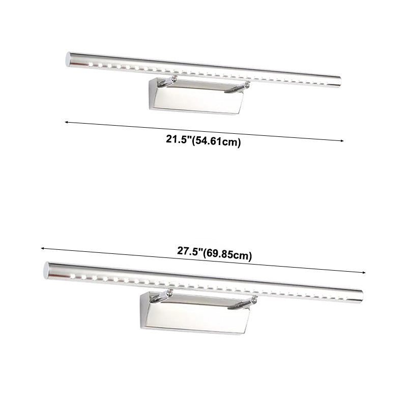 1-Light Linear Shade Wall Sconce Modern Simple Style Mirror Wall Lighting in Silver
