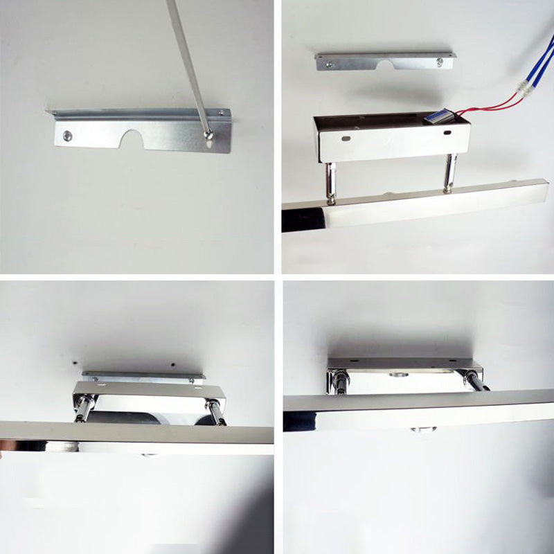 1-Light Linear Shade Wall Sconce Modern Simple Style Mirror Wall Lighting in Silver