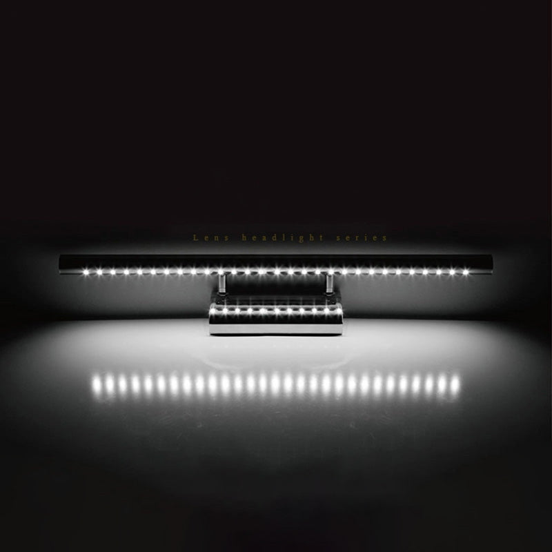 1-Light Linear Shade Wall Sconce Modern Simple Style Mirror Wall Lighting in Silver