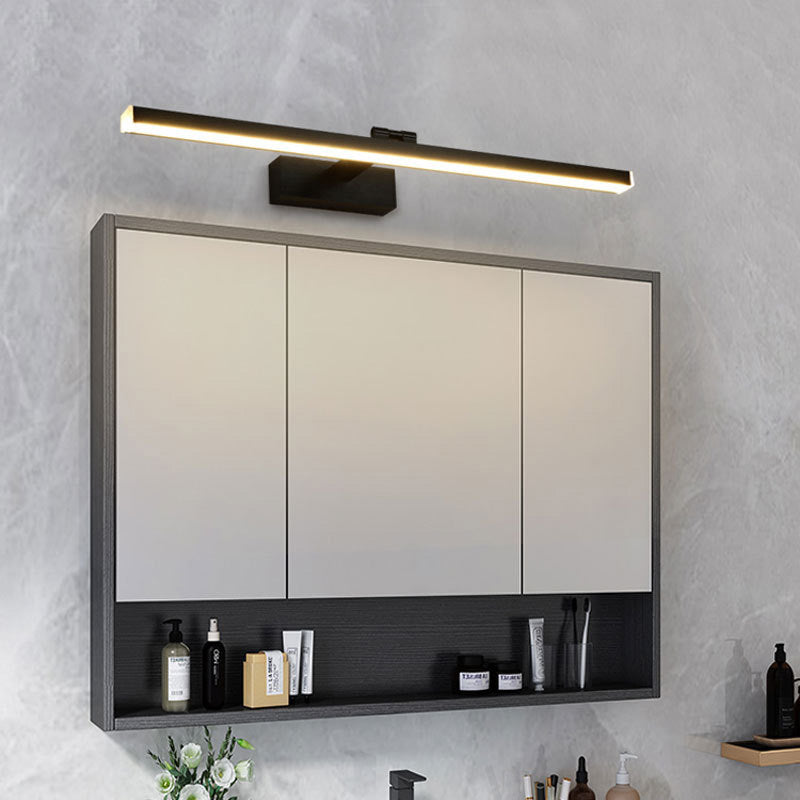 Metal Linear Shade Swing Arm Wall Lights Modern 1 Head Wall Mount Fixture in Black
