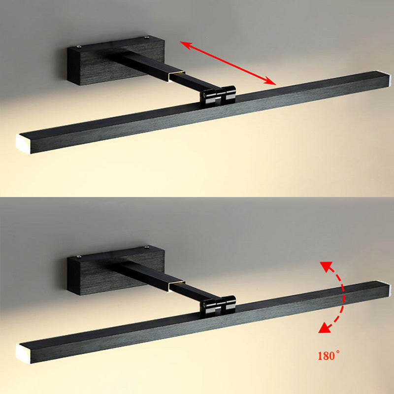 Metal Linear Shade Swing Arm Wall Lights Modern 1 Head Wall Mount Fixture in Black