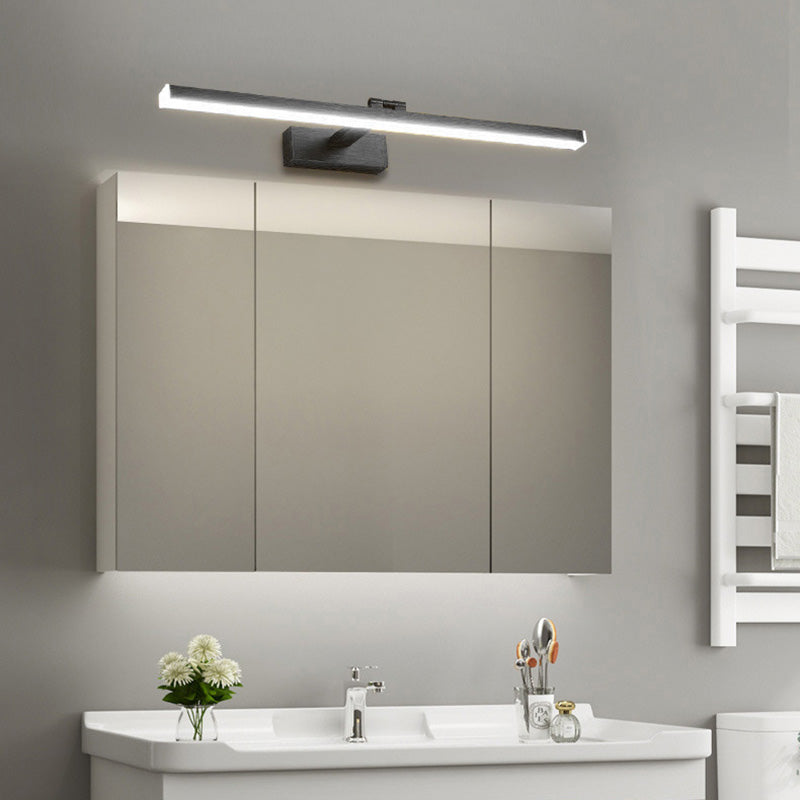 Metal Linear Shade Swing Arm Wall Lights Modern 1 Head Wall Mount Fixture in Black