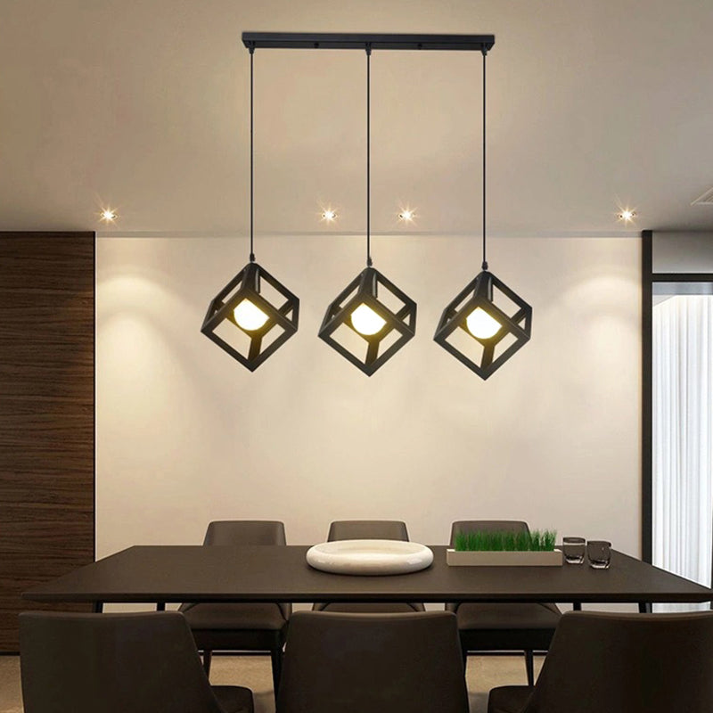 Cube Pendant Light Fixture Industrial Pendant Light Metal 1 Light Hanging Lights