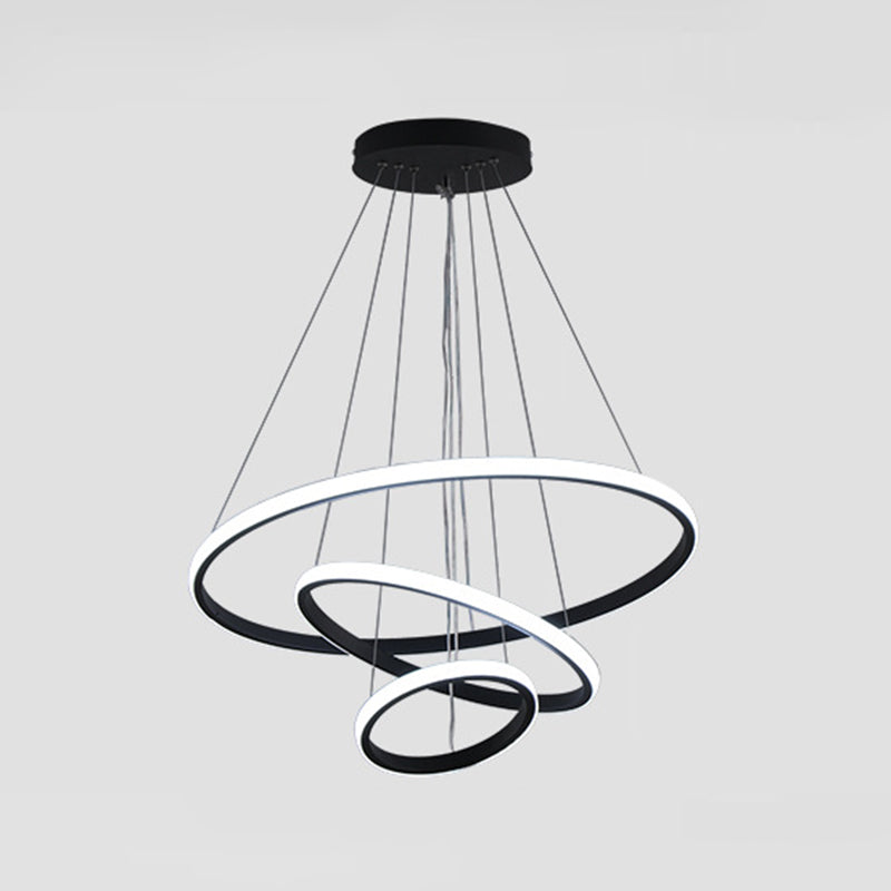 Luces colgantes de metal de estilo colgante de múltiples capas de 3 luces en negro