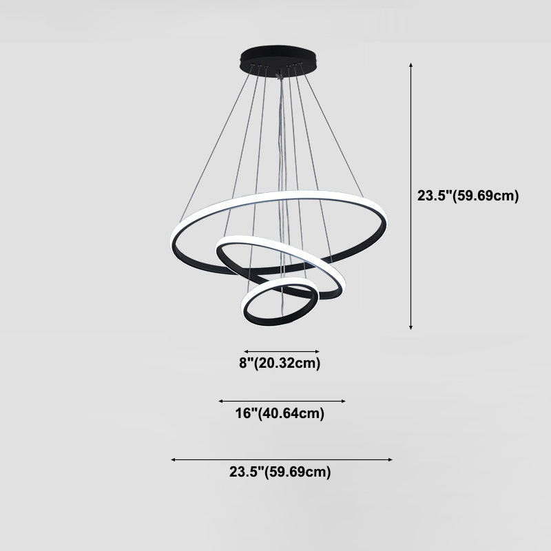Luces colgantes de metal de estilo colgante de múltiples capas de 3 luces en negro