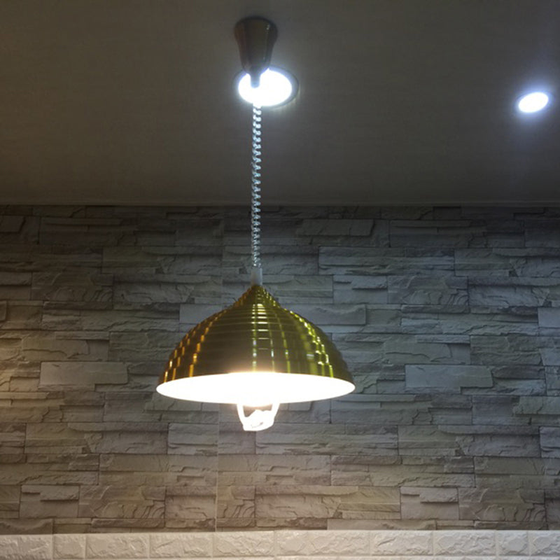 1-Licht-Hanglampe, moderne, gerippte Kuppelschatten-Metall-Anhänger Licht für Wohnzimmer