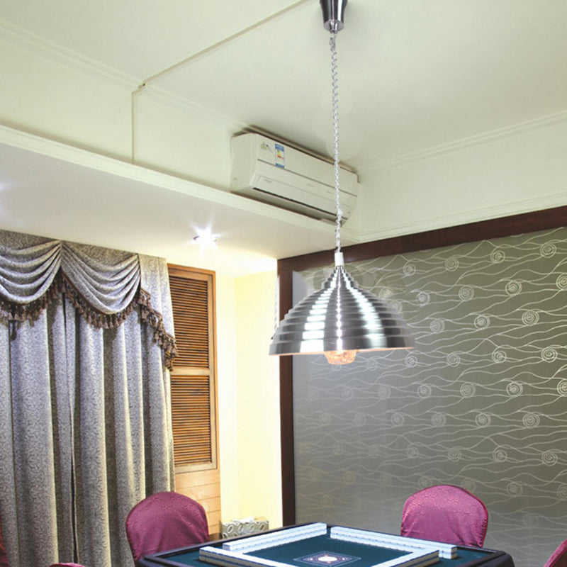 1-Licht-Hanglampe, moderne, gerippte Kuppelschatten-Metall-Anhänger Licht für Wohnzimmer