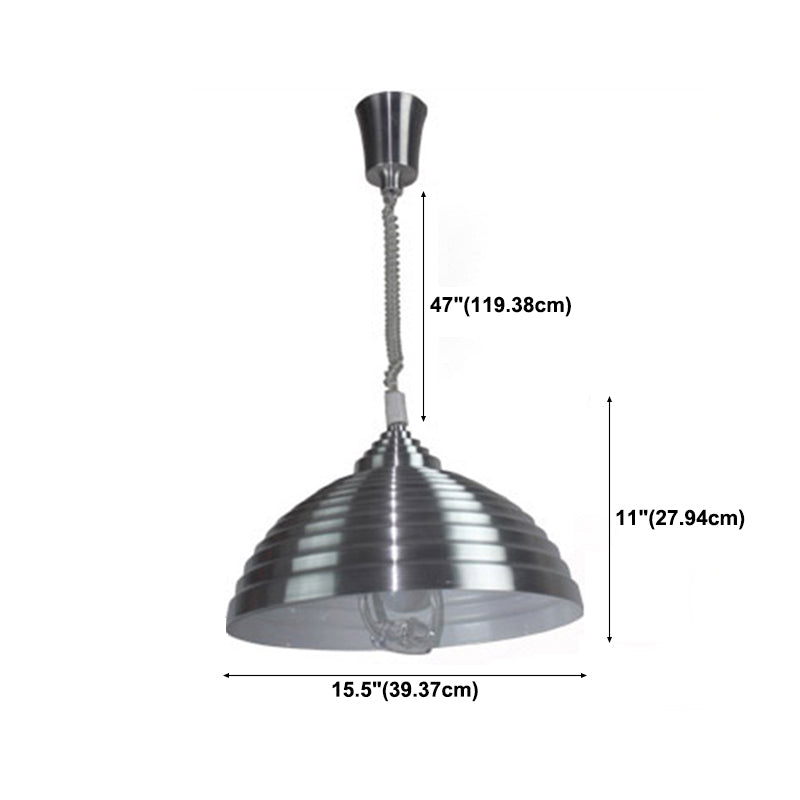 1-Licht-Hanglampe, moderne, gerippte Kuppelschatten-Metall-Anhänger Licht für Wohnzimmer