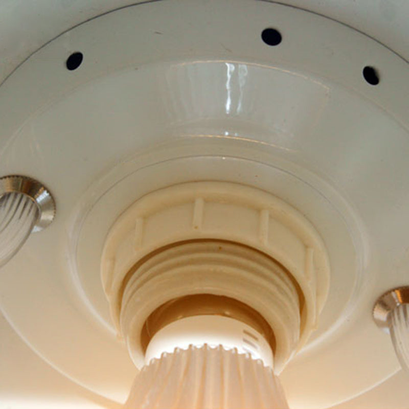 1-Light Hanging Lamp, Modern Ribbed Dome Shade Metal Pendant Light for Living Room