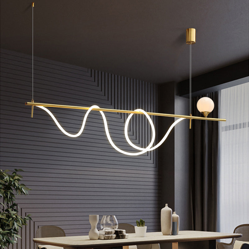 Modern Style Linear Down Lighting Pendant Metal 2 Heads Hanging Pendant Lamp