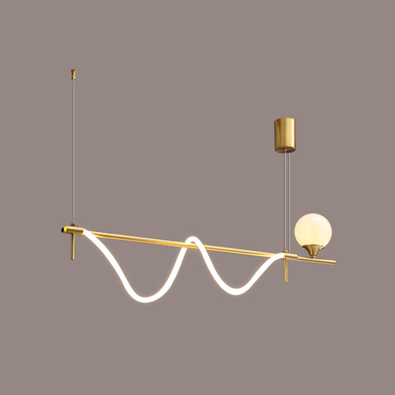 Modern Style Linear Down Lighting Pendant Metal 2 Heads Hanging Pendant Lamp