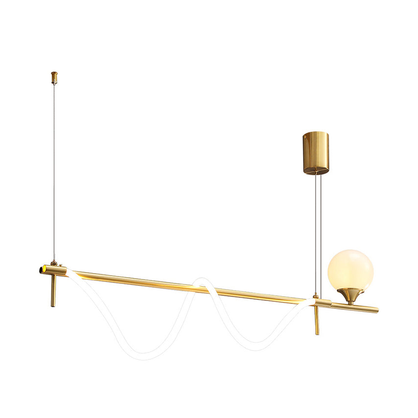 Modern Style Linear Down Lighting Pendant Metal 2 Heads Hanging Pendant Lamp