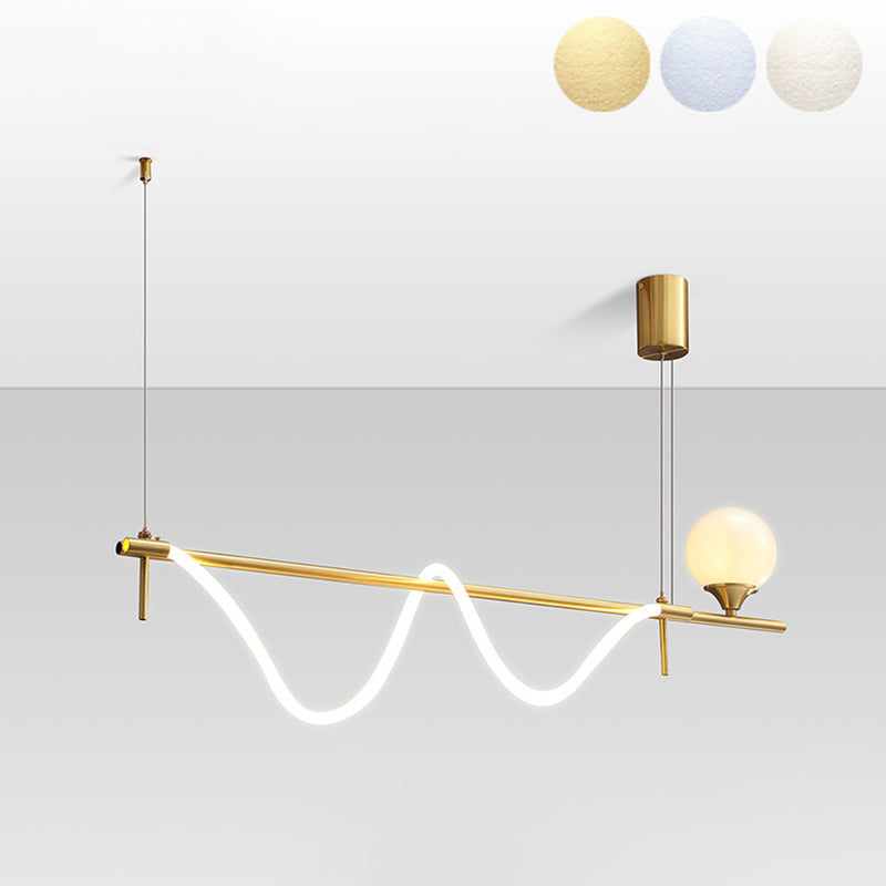 Modern Style Linear Down Lighting Pendant Metal 2 Heads Hanging Pendant Lamp