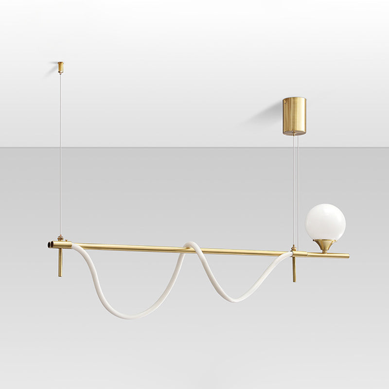 Modern Style Linear Down Lighting Pendant Metal 2 Heads Hanging Pendant Lamp