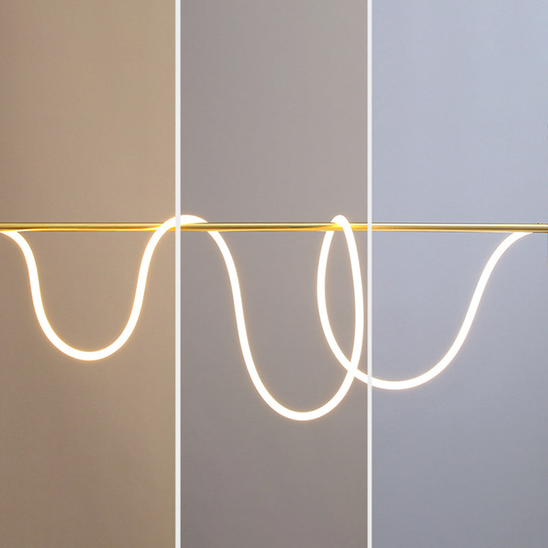 Modern Style Linear Down Lighting Pendant Metal 2 Heads Hanging Pendant Lamp