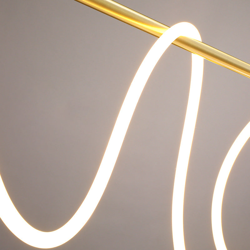 Modern Style Linear Down Lighting Pendant Metal 2 Heads Hanging Pendant Lamp