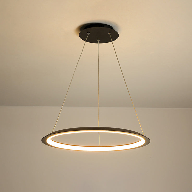 1 Light Round Hanging Light Modern Style Metal LED Hanging Light Fixtures