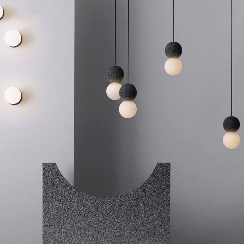 Cement Ball Suspension Light Modern Style 1 Light Hanging Light Fixtures
