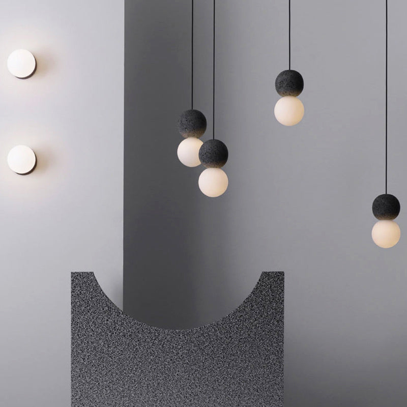 Cement Ball Suspension Light Modern Style 1 Light Hanging Light Fixtures