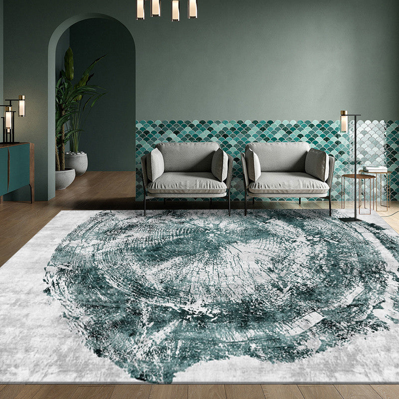 Grey Tone Ink Traces Rug Polyester Carpet Casual Anti-Slip Backing Indoor Rug for Home Decoration