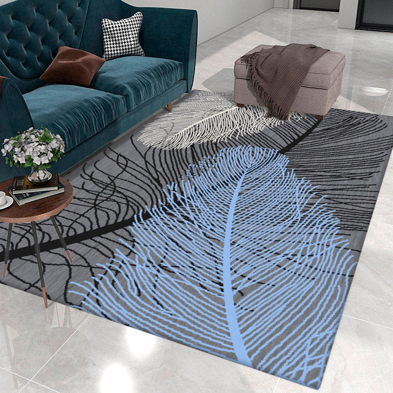 Solid Color Home Decoration Carpet Simplicity Feather Area Rug Polyester with Non-Slip Backing Rug