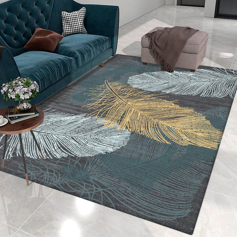Solid Color Home Decoration Carpet Simplicity Feather Area Rug Polyester with Non-Slip Backing Rug