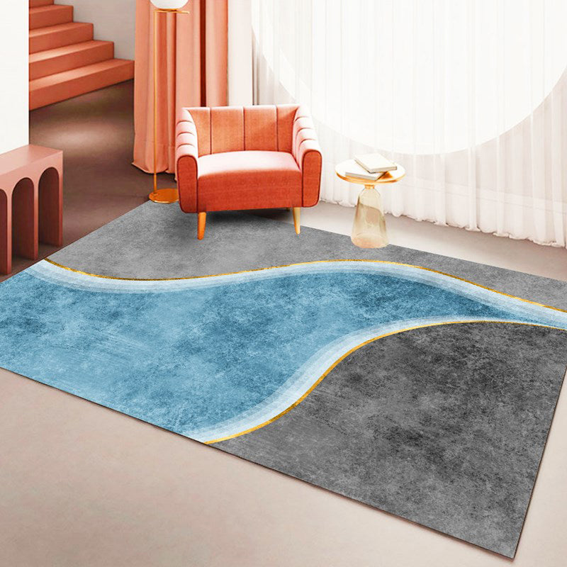 Mehrfarbiger Heimdekorationsteppich mit kräftigem Aquarell-Blühbereich, Polyester mit pflegeleichtem Teppich