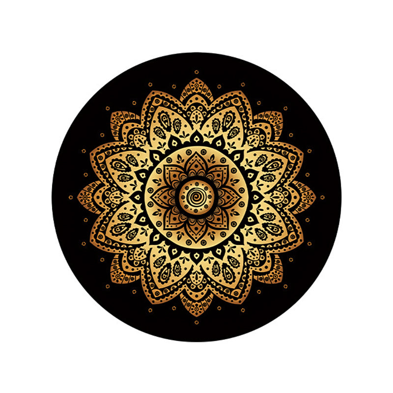 Gold Floral Printed Rug luxury Moroccan Carpet Polyester Stain Resistant Carpet for Home Decor
