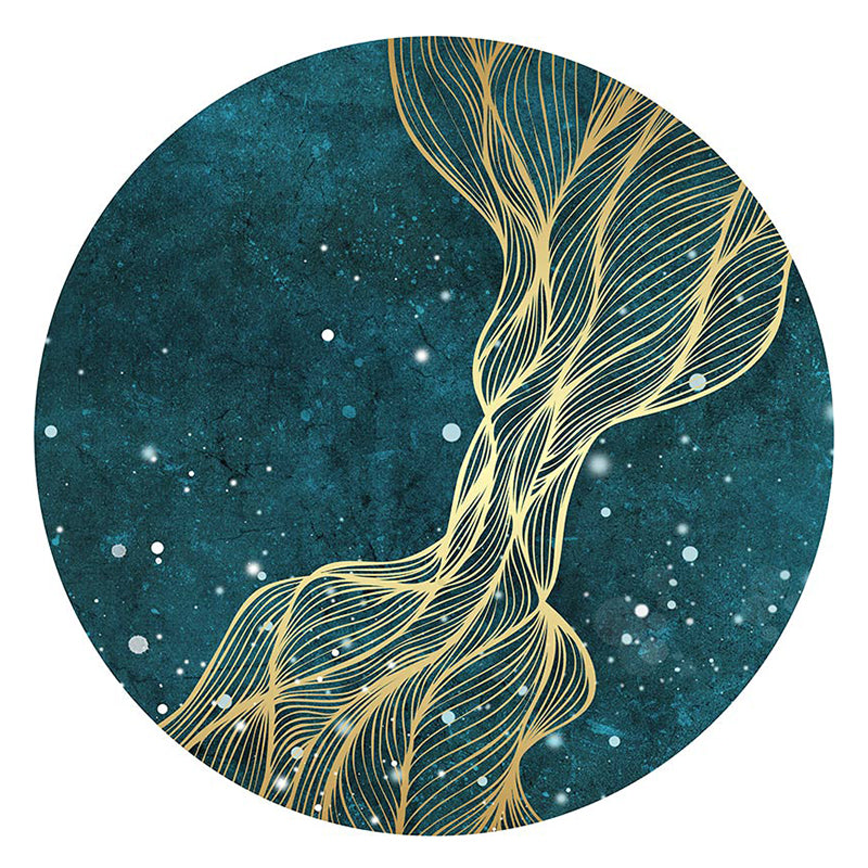 Round Multicolor Bold Rug Polyester Carpet Abstract Print Indoor Rug Stain Resistant for Living Room