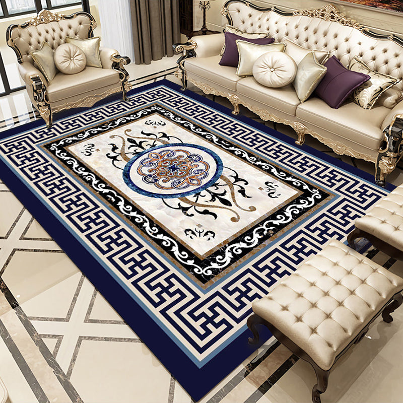 Aesthetic Flower Print Rug European Style Polyester Carpet Friendly Washable Rug for Home Decor