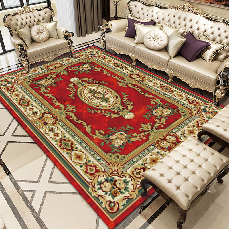 Aesthetic Flower Print Rug European Style Polyester Carpet Friendly Washable Rug for Home Decor