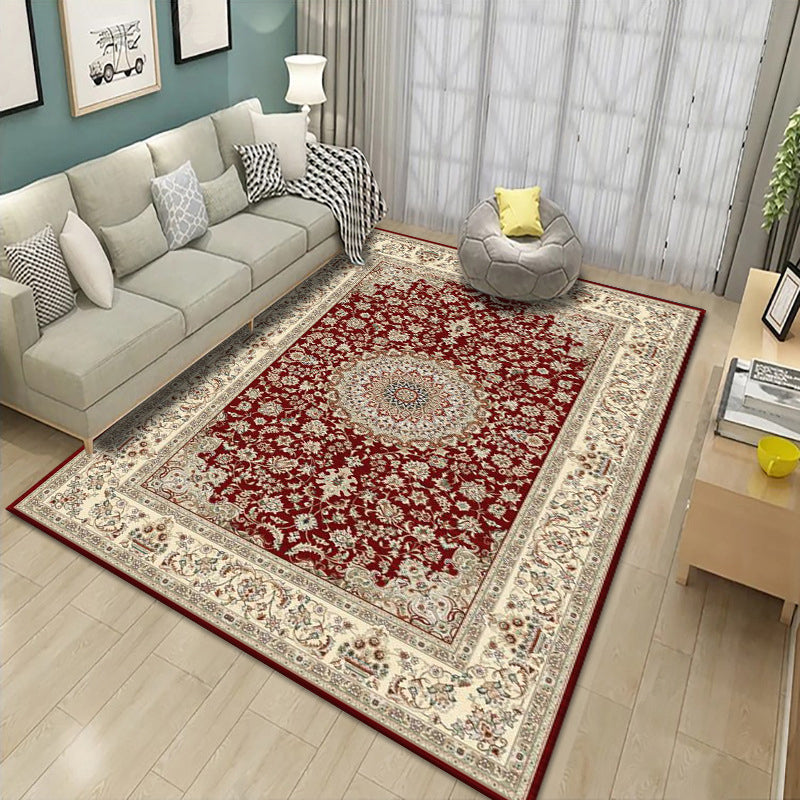 Mid-Century Modern Rug Classic Floral Printed Carpet Non-Slip Backing Carpet for Living Room