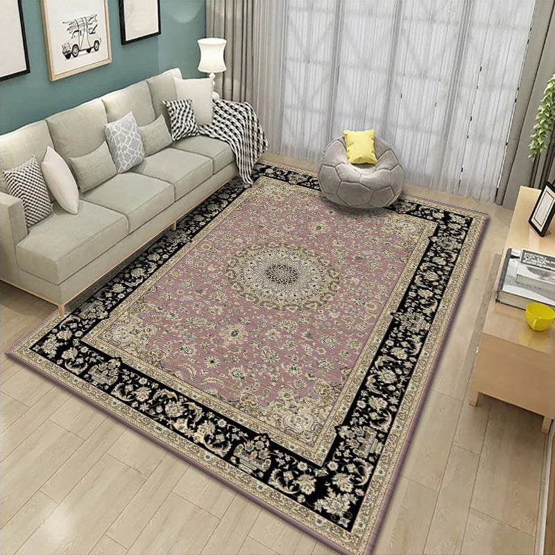 Mid-Century Modern Rug Classic Floral Printed Carpet Non-Slip Backing Carpet for Living Room