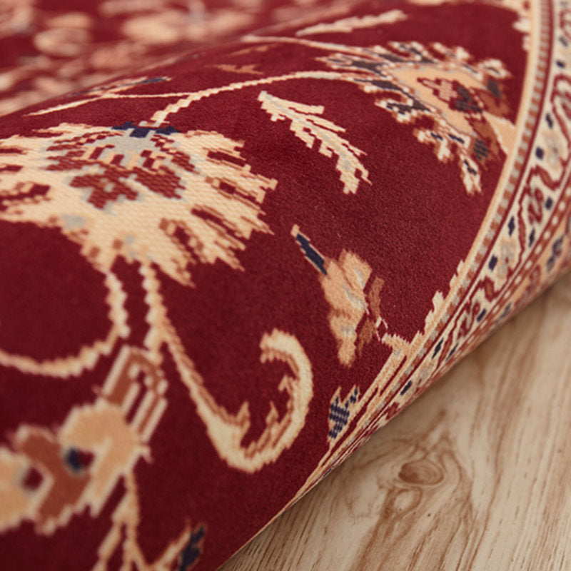 Victoria Flower Print Rug Antique Comfort Polyester Rug Non-Slip Backing Carpet for Living Room