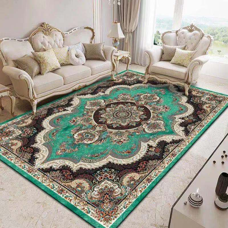 Multicolored Traditional Rug Gorgeous Flower Print Carpet Non-Slip Backing Carpet for Living Room