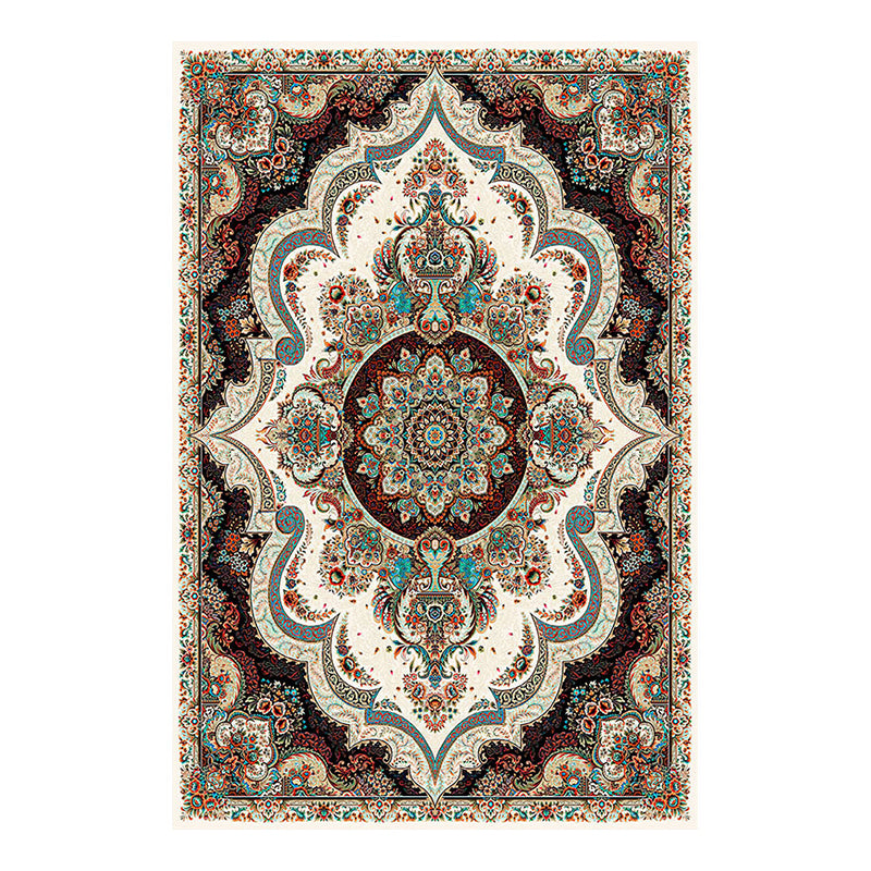 Glam Floral Printed Area Rug Mid-Century Polyester Rug Non-Slip Backing Carpet for Home Decoration