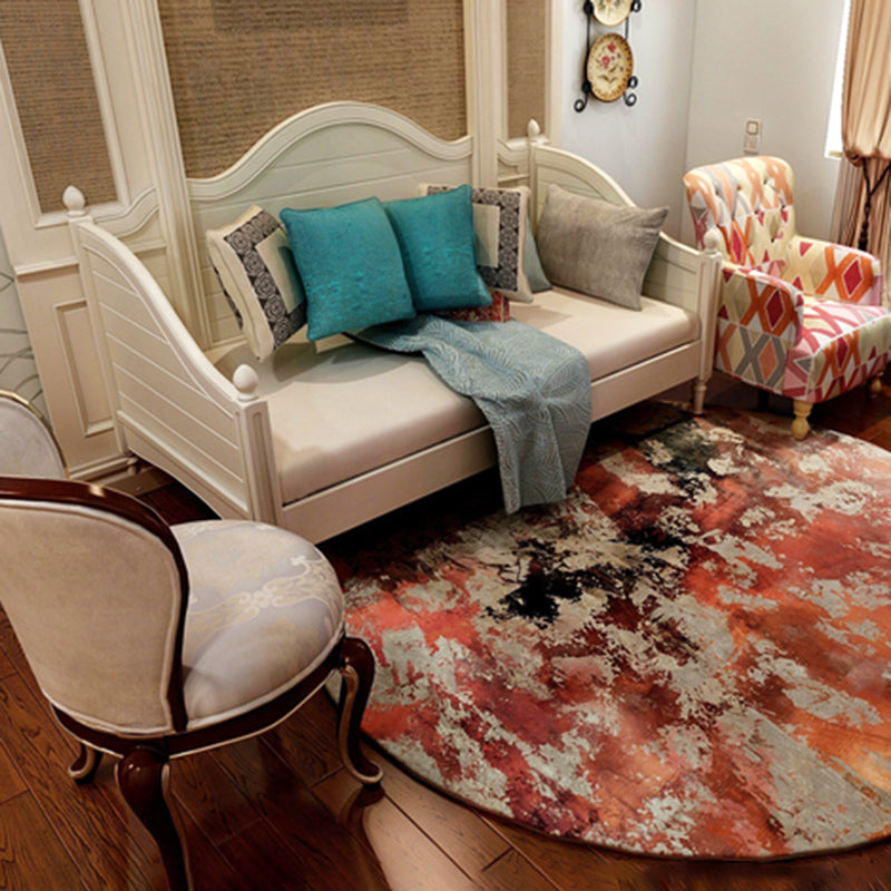 Round Color Mixed Home Decoration Carpet Modern Ink Traces Area Rug Polyester with Easy Care Rug