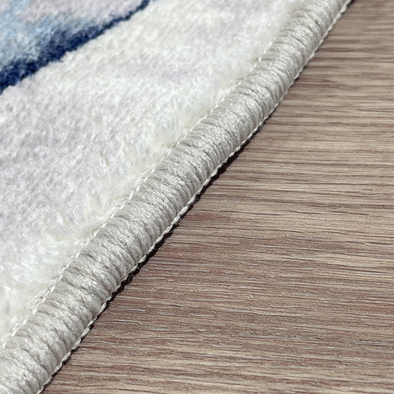 Minimalist Color Rendering Rug White Tone Polyester Area Carpet Stain Resistant Rug for Living Room