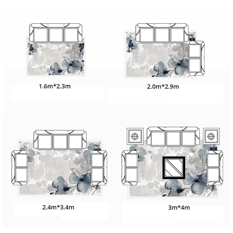 Minimalist Color Rendering Rug White Tone Polyester Area Carpet Stain Resistant Rug for Living Room